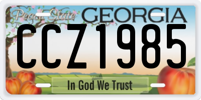 GA license plate CCZ1985