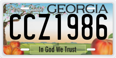 GA license plate CCZ1986