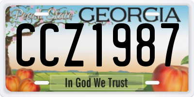 GA license plate CCZ1987
