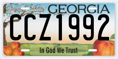 GA license plate CCZ1992