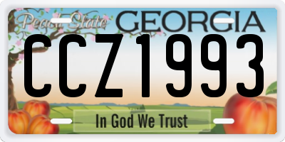 GA license plate CCZ1993