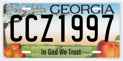 GA license plate CCZ1997