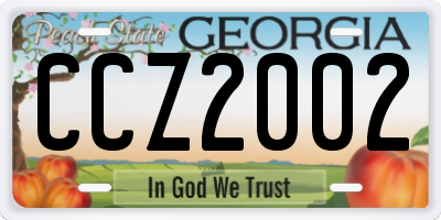 GA license plate CCZ2002