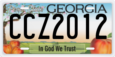 GA license plate CCZ2012