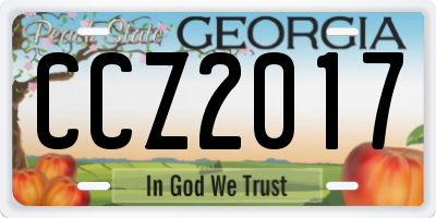 GA license plate CCZ2017