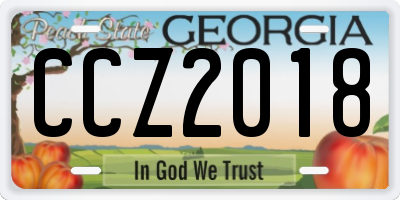 GA license plate CCZ2018