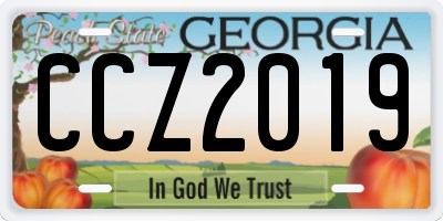 GA license plate CCZ2019