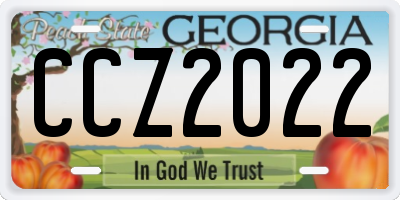 GA license plate CCZ2022