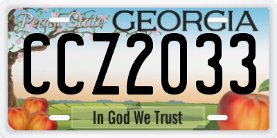 GA license plate CCZ2033