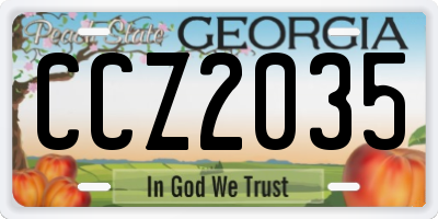 GA license plate CCZ2035