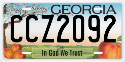 GA license plate CCZ2092