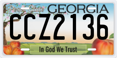 GA license plate CCZ2136