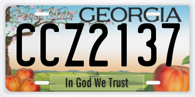 GA license plate CCZ2137