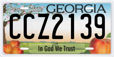 GA license plate CCZ2139