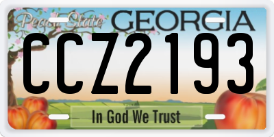 GA license plate CCZ2193