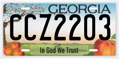 GA license plate CCZ2203