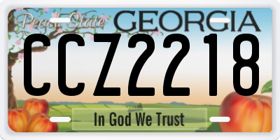 GA license plate CCZ2218