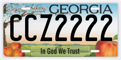 GA license plate CCZ2222