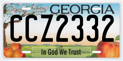 GA license plate CCZ2332