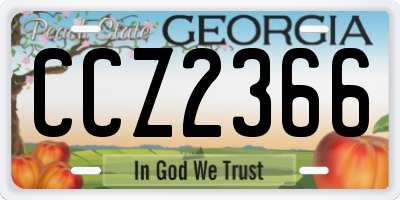 GA license plate CCZ2366