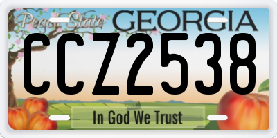 GA license plate CCZ2538