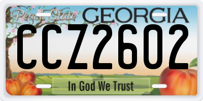 GA license plate CCZ2602
