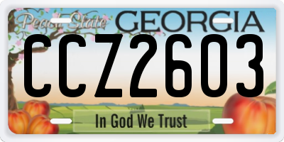 GA license plate CCZ2603