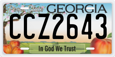 GA license plate CCZ2643