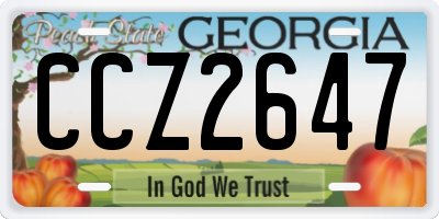 GA license plate CCZ2647