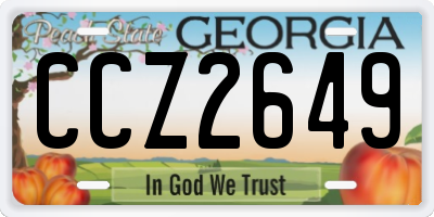 GA license plate CCZ2649