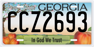 GA license plate CCZ2693