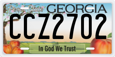 GA license plate CCZ2702
