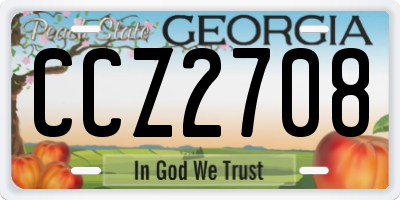 GA license plate CCZ2708