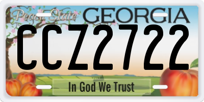 GA license plate CCZ2722