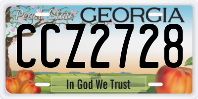 GA license plate CCZ2728