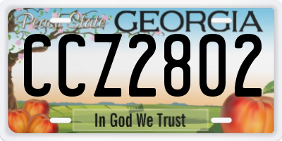 GA license plate CCZ2802