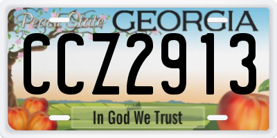 GA license plate CCZ2913