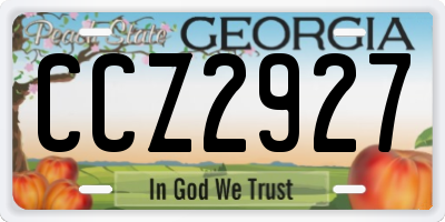 GA license plate CCZ2927