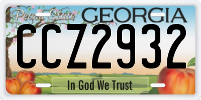 GA license plate CCZ2932