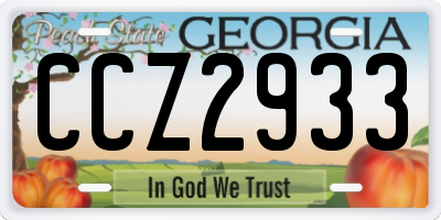 GA license plate CCZ2933