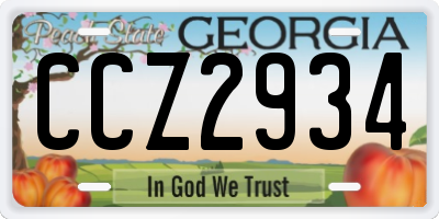GA license plate CCZ2934