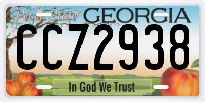 GA license plate CCZ2938
