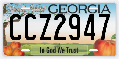 GA license plate CCZ2947