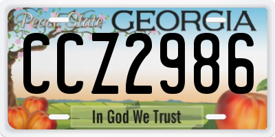 GA license plate CCZ2986