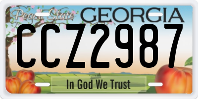 GA license plate CCZ2987