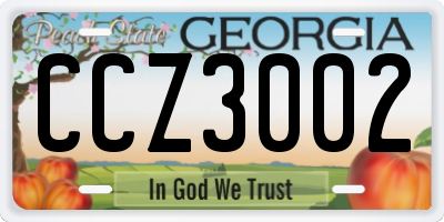 GA license plate CCZ3002
