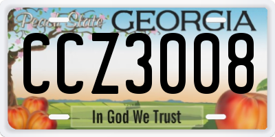 GA license plate CCZ3008