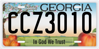 GA license plate CCZ3010