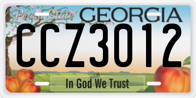 GA license plate CCZ3012