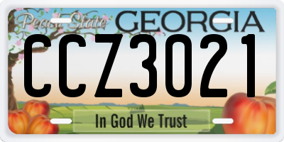 GA license plate CCZ3021
